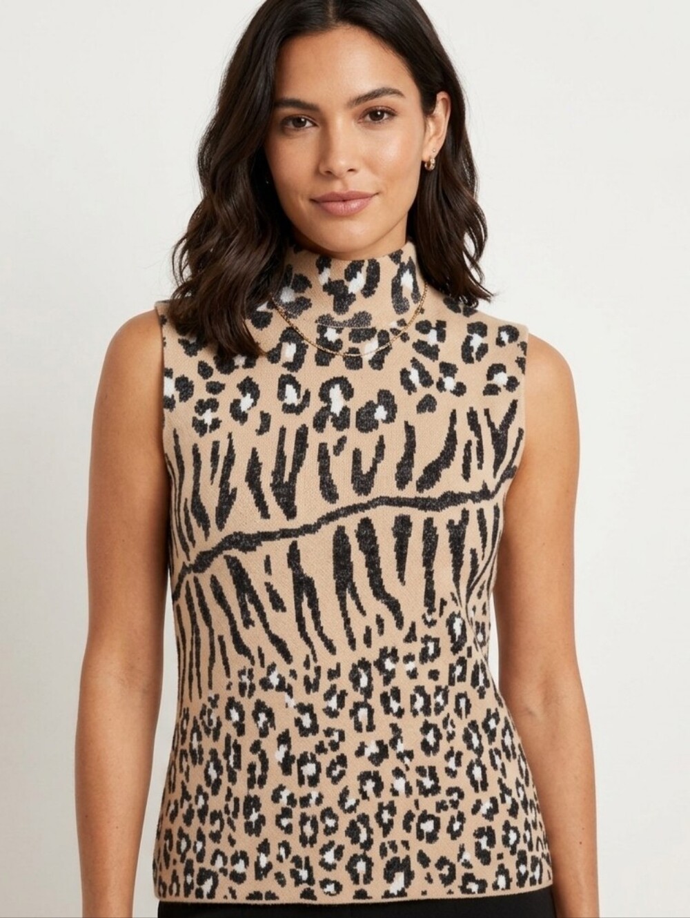 St. John Collection Leopard Print Tank Top